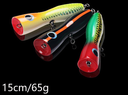 5 le triple en bois d'amorce des couleurs 15CM/65g accroche l'attrait de large ouverture de Bass Snakehead Popper Wooden Fishing d'impact de l'eau