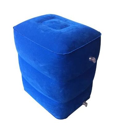 PVC gonflable portatif bleu d'oreiller de repose-pieds et flocage du coussin de pied
