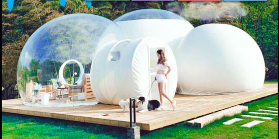 Tente à bulles gonflables de design professionnel avec salle de bains salon et chambre à coucher pour les aventures en plein air